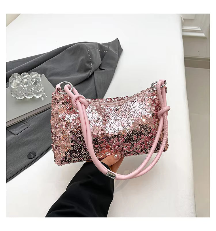SpakLuxe Shoulder Bag -Pink Sequin