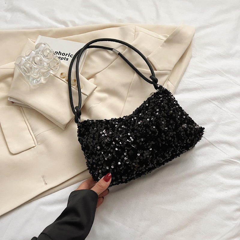 SpakLuxe Shoulder Bag - Black Sequin